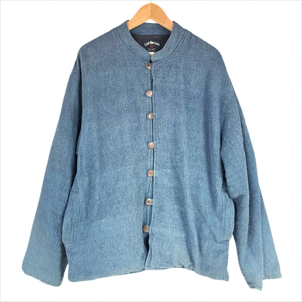LOST HORIZONS Blue 100% Cotton Jacket Size XL Fully Lined Made in Nepal